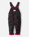 Corduroy overalls with floral print