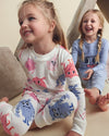 Pijama 4 peças de algodão, monstros em azul e creme