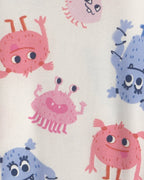 Pijama 4 piezas de algodón, monstruos en azul y crema - Carter's
