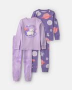 Pijama 4 piezas de algodón, perro astronauta en morado - Carter's