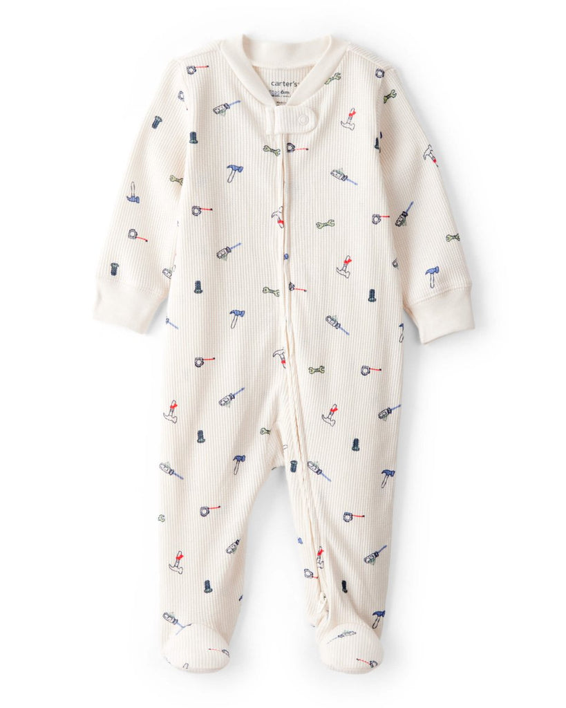 Pijama de algodón con estampado de construcción blanco - Carter's