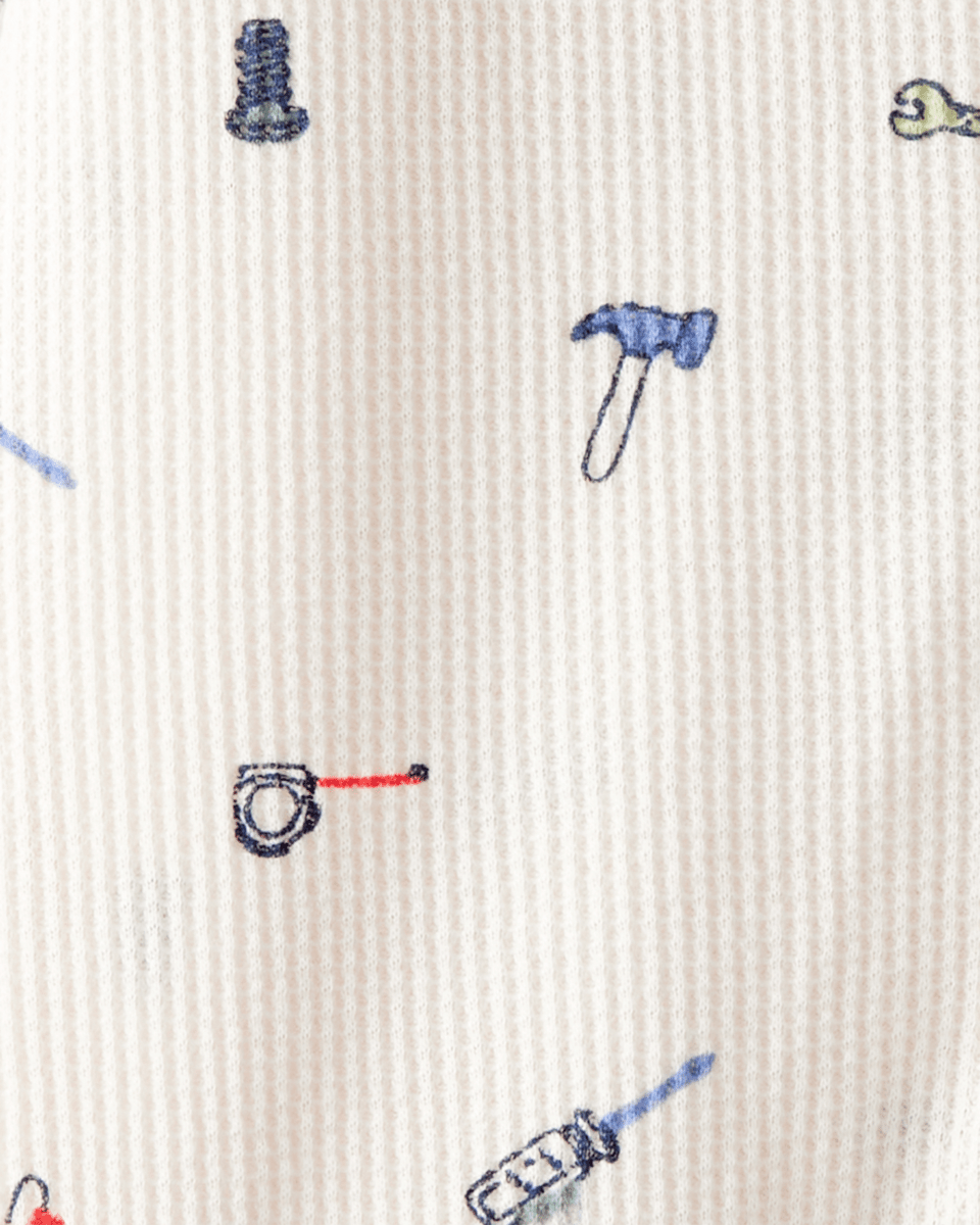 Pijama de algodón con estampado de construcción blanco - Carter's
