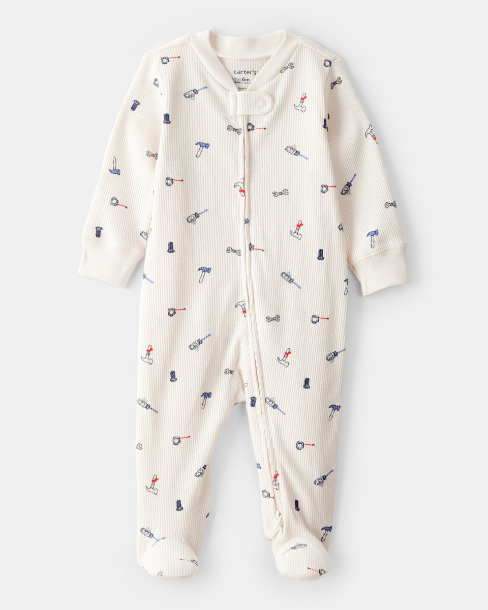 Pijama de algodón con estampado de construcción blanco - Carter's
