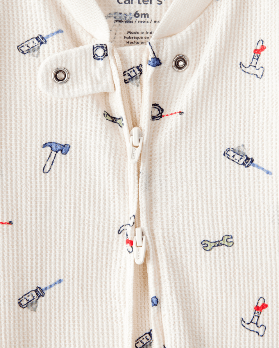Pijama de algodón con estampado de construcción blanco - Carter's