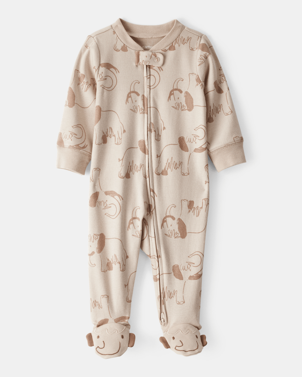 Pijama de algodón con estampado de mamut beige - Carter's