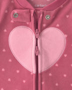 Pijama de polar con pie, corazones en rosa - Carter's