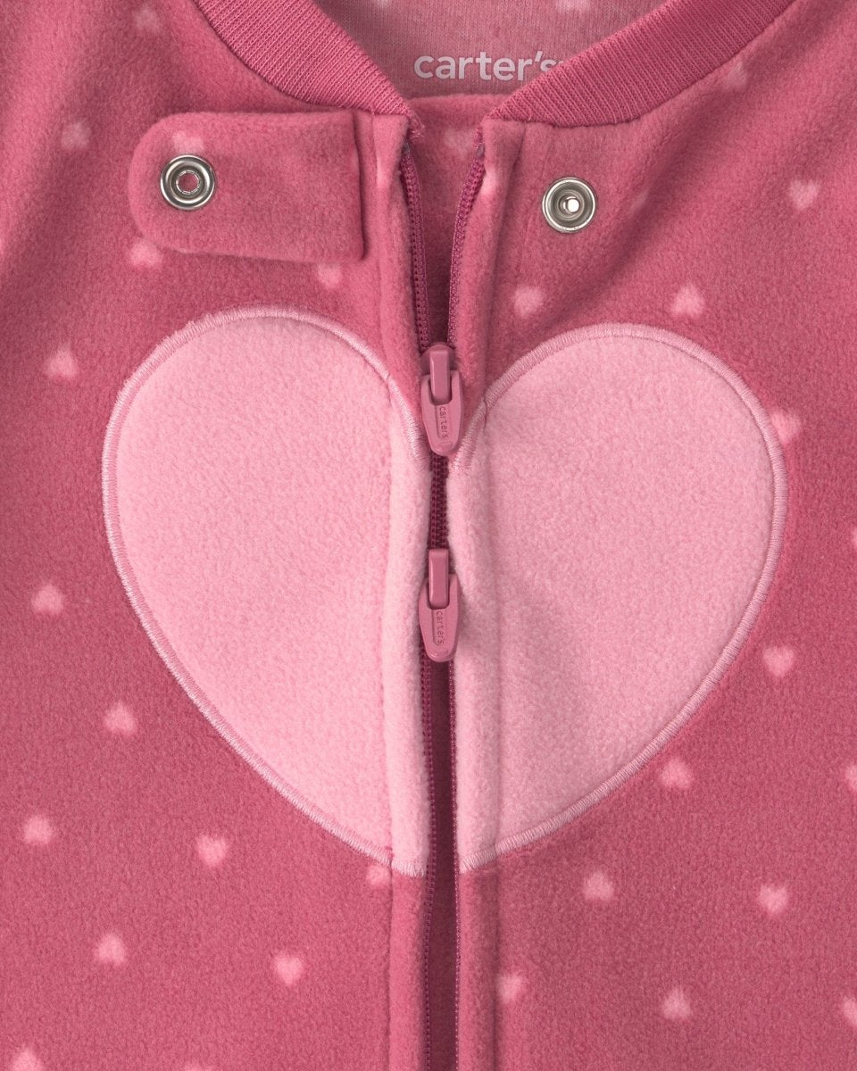 Pijama de polar con pie, corazones en rosa - Carter's