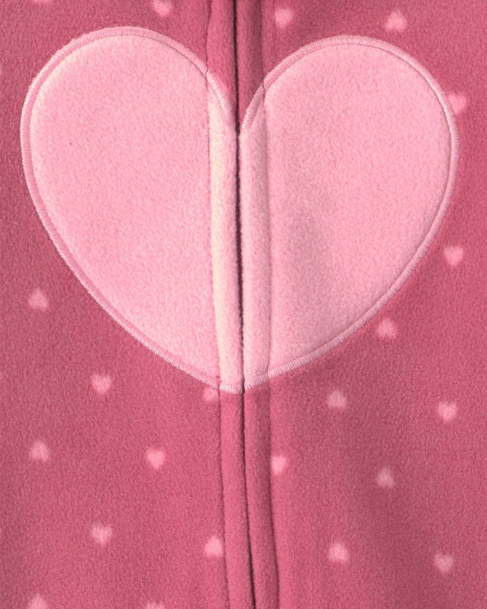 Pijama de polar con pie, corazones en rosa - Carter's
