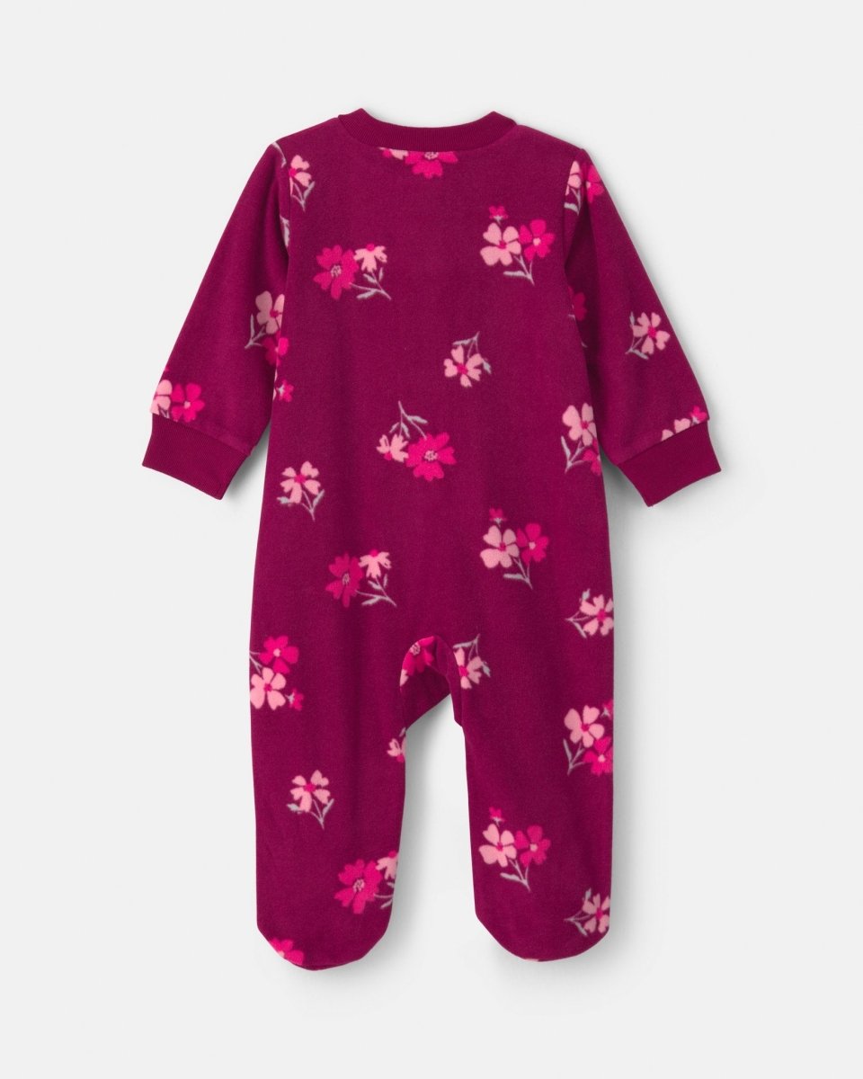 Pijama de polar con pie, flores en morado - Carter's