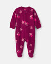Fleece footed pajamas, purple flowers