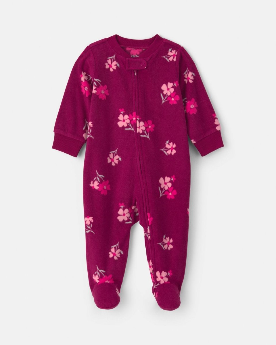 Pijama de polar con pie, flores en morado - Carter's