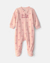 Pijama de polar com pés, irmã mais nova em rosa