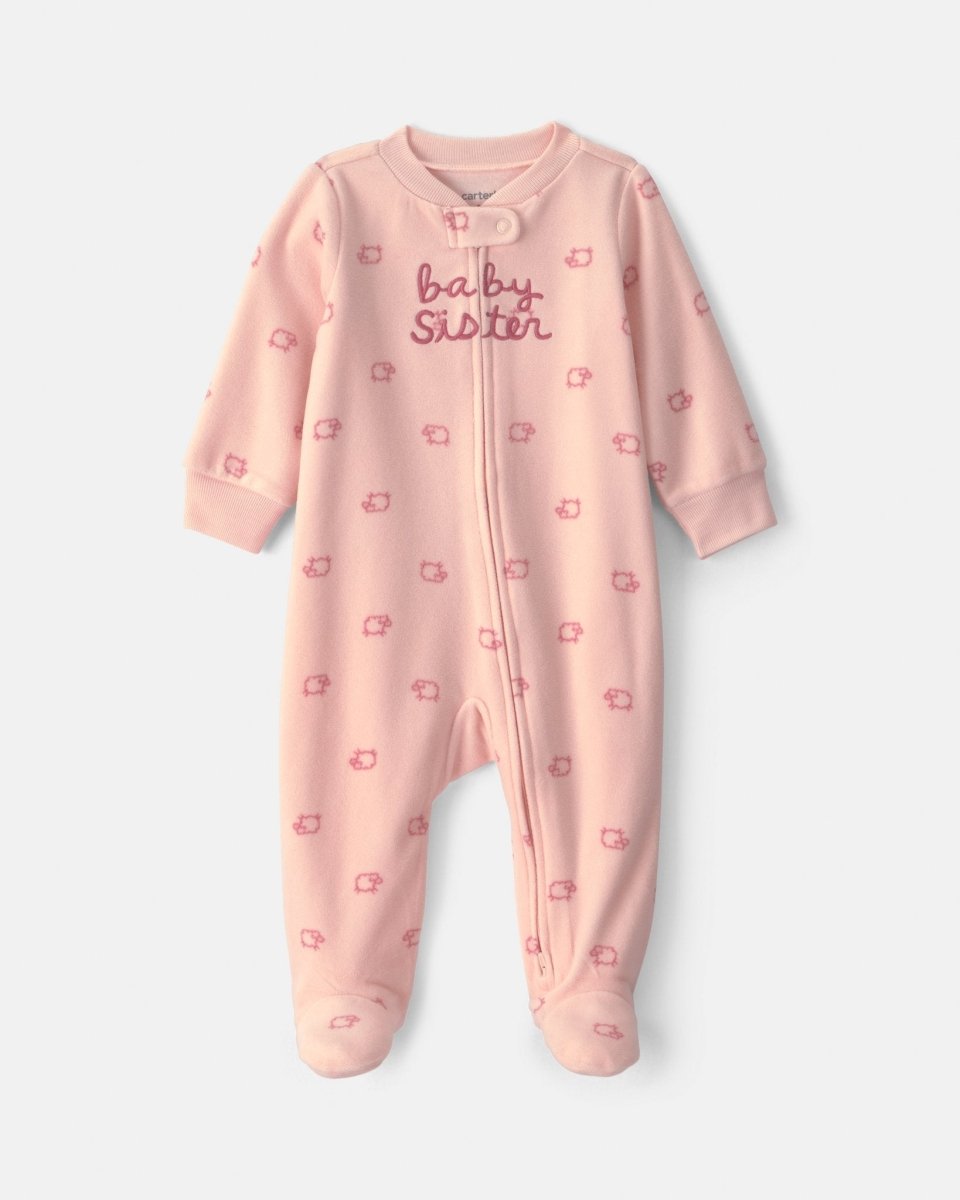 Pijama de polar con pie, hermana pequeña en rosa - Carter's