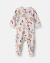 Pijama de polar com pés, folhas de outono em cinzento