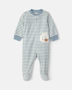 Pijama de polar con pie, leche y galletas a rayas - Carter's