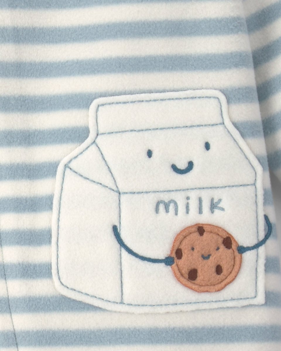 Pijama de polar con pie, leche y galletas a rayas - Carter's