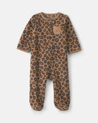 Pijama de polar con pie, leopardo en marrón - Carter's