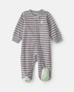 Pijama de polar con pie, monstruos a rayas en gris - Carter's