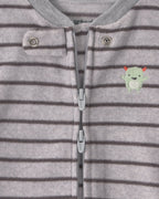 Pijama de polar con pie, monstruos a rayas en gris - Carter's