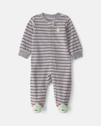 Pijama de polar con pie, monstruos a rayas en gris - Carter's