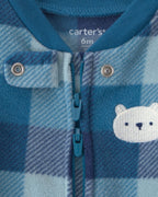 Pijama de polar con pie, osos de cuadros en azul - Carter's