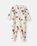 Pijama de polar con pie, osos y cabaña en crema - Carter's