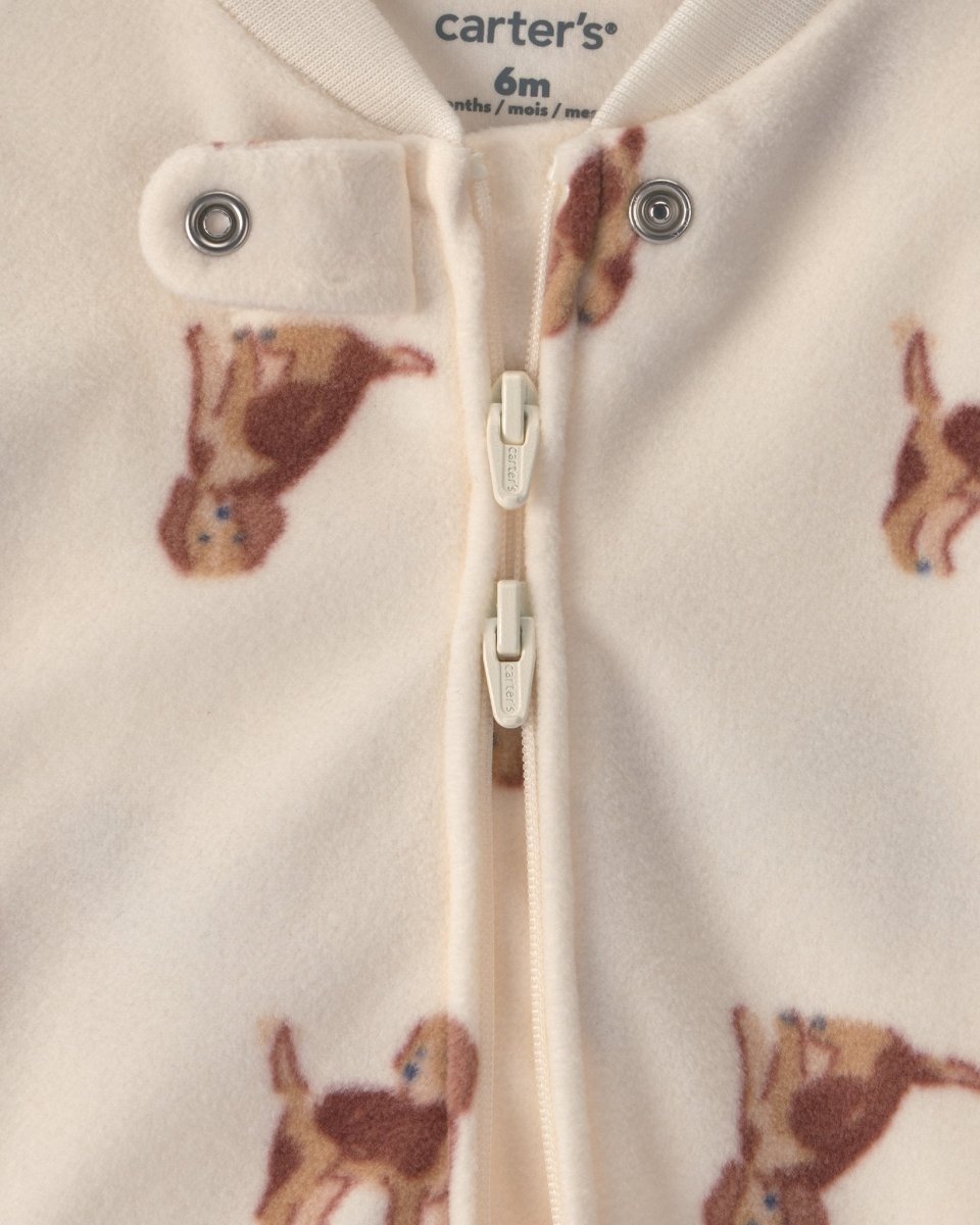 Pijama de polar con pie, perritos en crema - Carter's