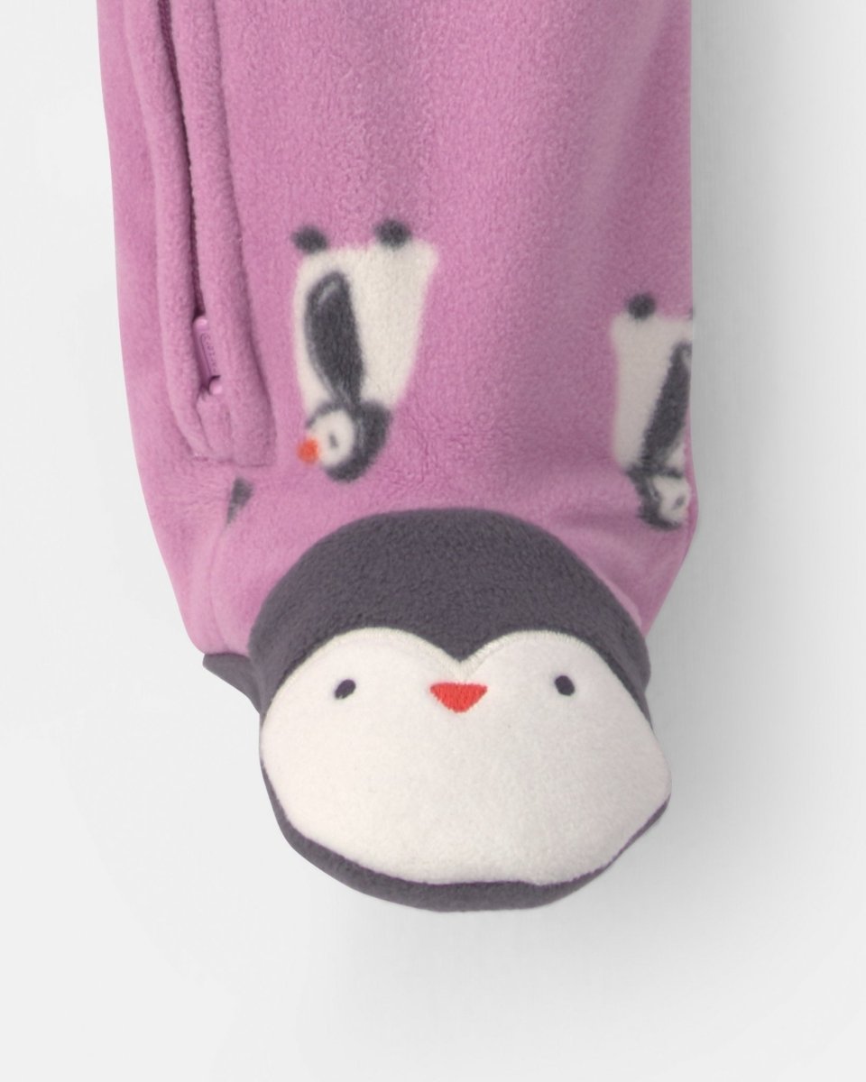 Pijama de polar con pie, pingüinos en morado - Carter's