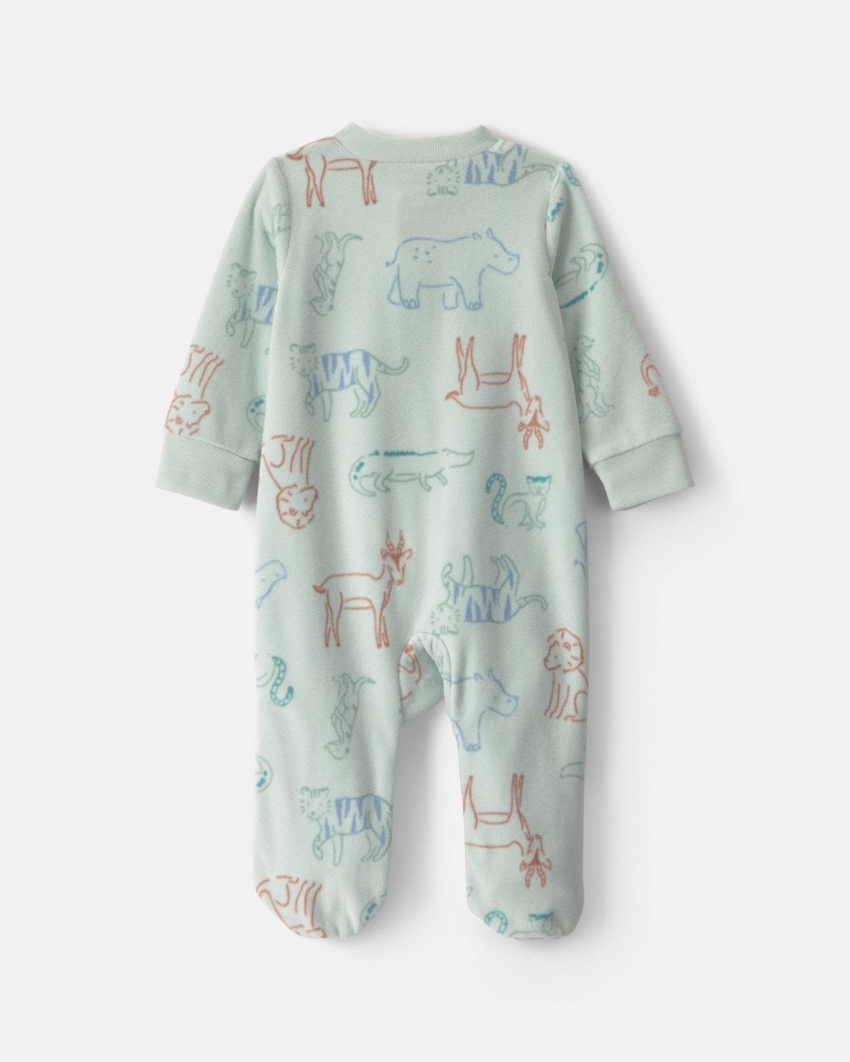 Pijama de polar con pie, safari en verde - Carter's