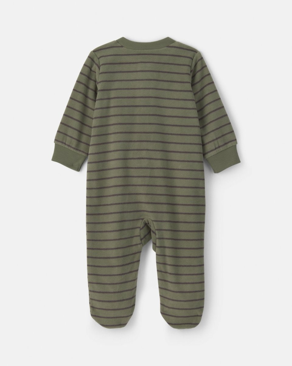 Pijama de polar con pie, tigres a rayas en verde - Carter's