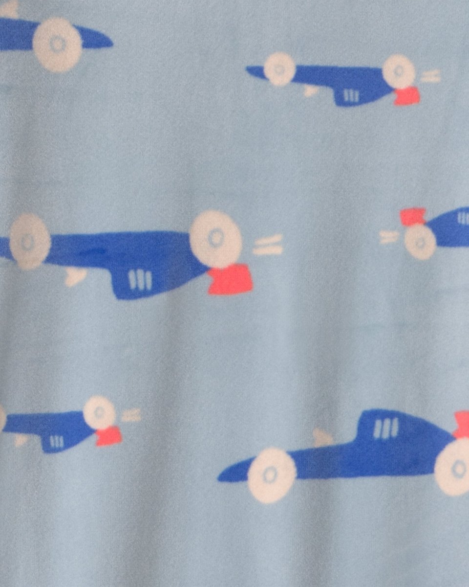Pijama de terciopelo con pie, coches en azul - Carter's
