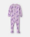 Pijama de veludo com pés, dinossauros em roxo