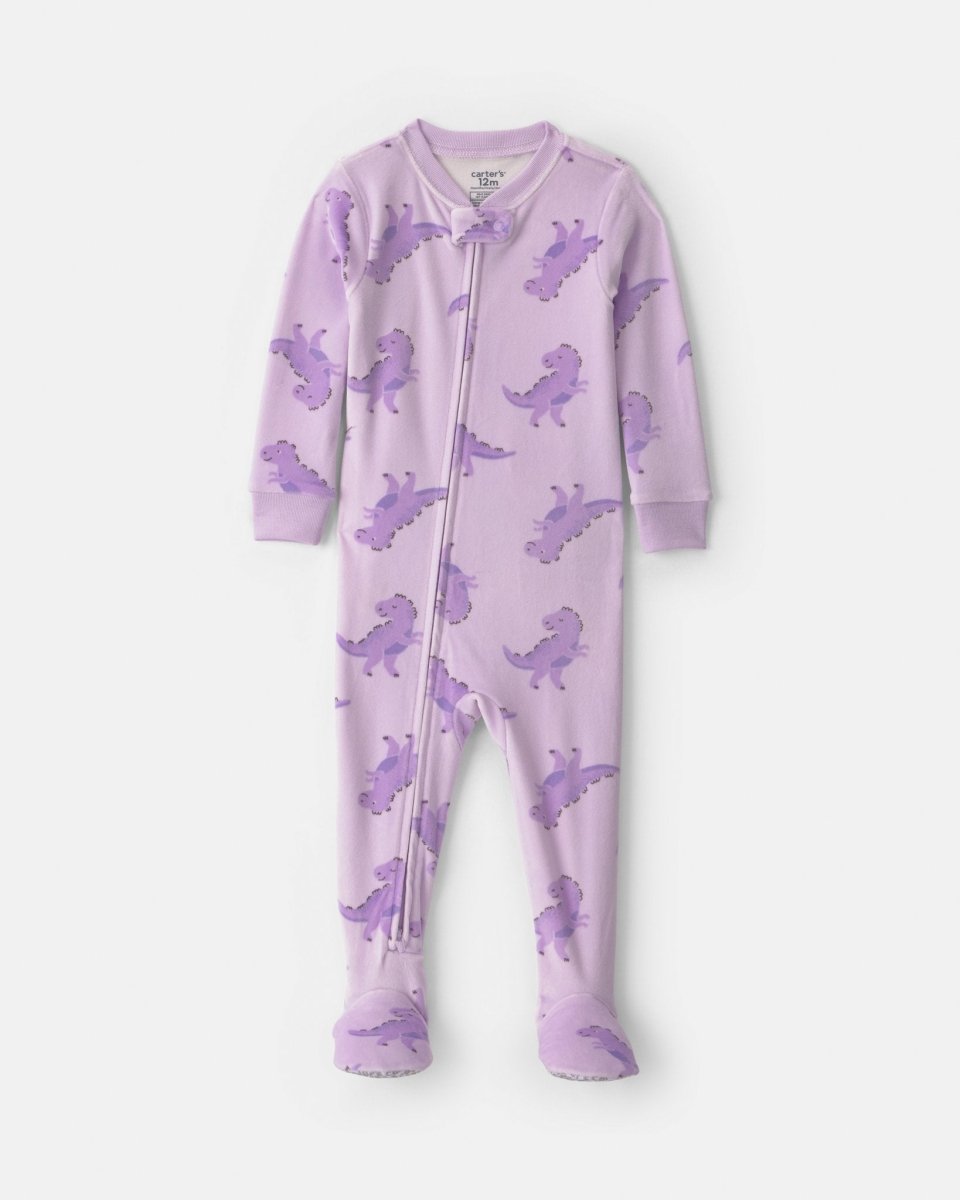 Pijama de terciopelo con pie, dinosaurios en morado - Carter's