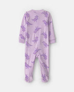 Pijama de terciopelo con pie, dinosaurios en morado - Carter's