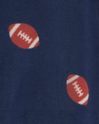 Pijama de terciopelo con pie, fútbol americano en azul - Carter's
