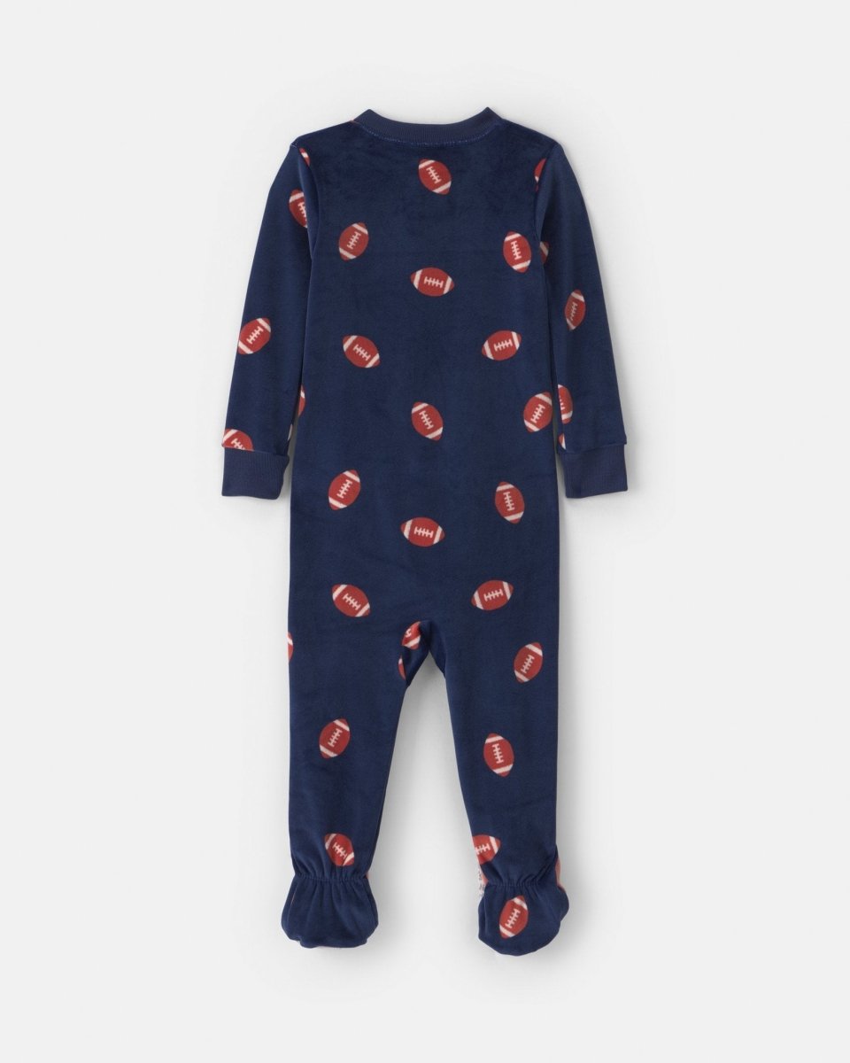 Pijama de terciopelo con pie, fútbol americano en azul - Carter's