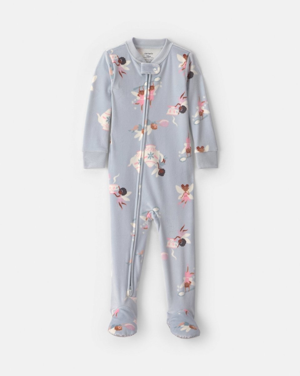 Pijama de terciopelo con pie, hadas en azul - Carter's