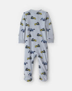 Pijama de terciopelo con pie, obras y excavadoras - Carter's