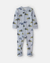 Velour footed pajamas, construction and diggers