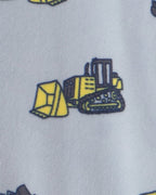 Pijama de terciopelo con pie, obras y excavadoras - Carter's