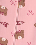 Pijama de terciopelo con pie, osos con lazos en rosa - Carter's