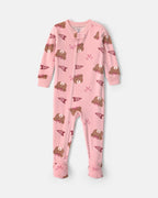 Pijama de terciopelo con pie, osos con lazos en rosa - Carter's