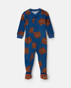 Pijama de veludo com pés, ursos em azul-marinho, 2T-5T