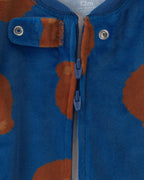 Pijama de terciopelo con pie, osos en azul marino - Carter's