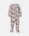 Pijama de terciopelo con pie, perritos en gris, 2T-5T