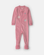 Pijama de terciopelo con pie, rosa liso con parche - Carter's