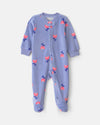 Pijama de veludo com pés, tulipas em azul