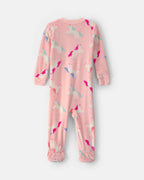 Pijama de terciopelo con pie, unicornios en rosa - Carter's