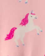 Pijama de terciopelo con pie, unicornios en rosa - Carter's