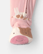 Pijama de terciopelo con pie, vaquitas en rosa - Carter's